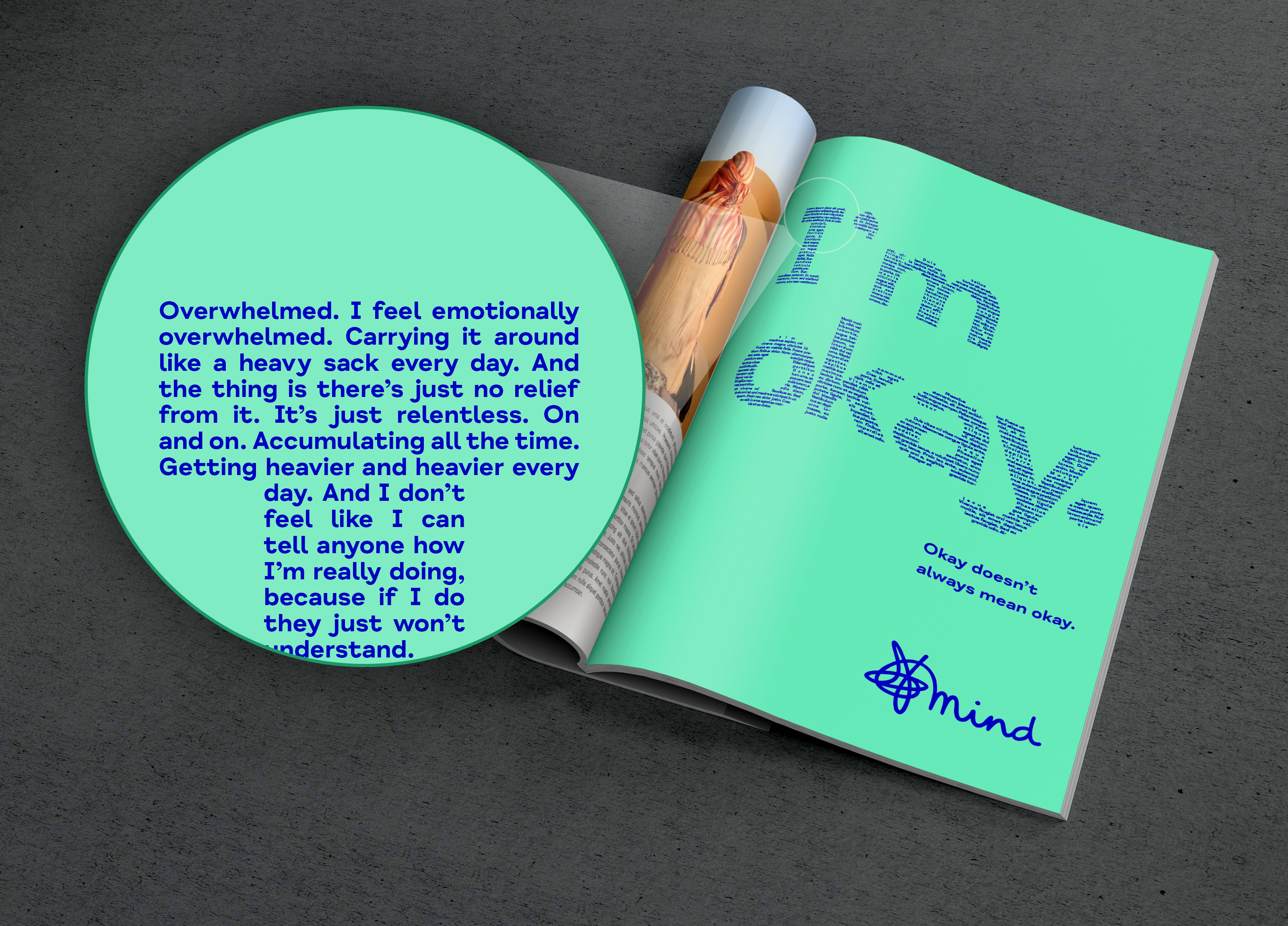 Mind campaign magazine execution with magnified hidden message